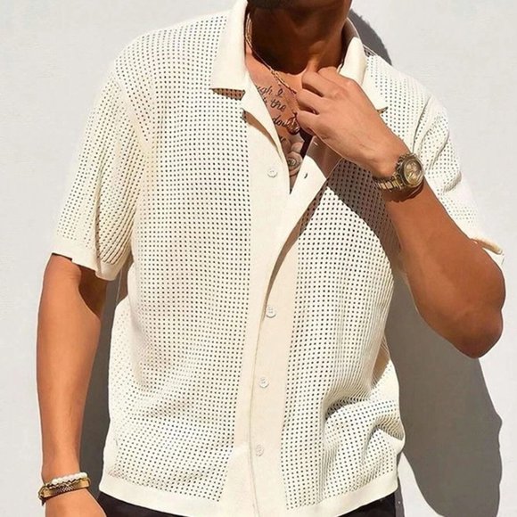 . Other - Beige Casual Men Solid Drop Shoulder Knit Top